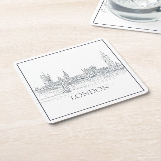 London Bridge Big Ben London Skyline Zeichnend Rechteckiger Pappuntersetzer (angewinkelt)