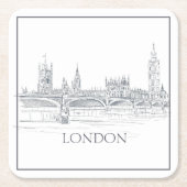 London Bridge Big Ben London Skyline Zeichnend Rechteckiger Pappuntersetzer (Vorderseite)