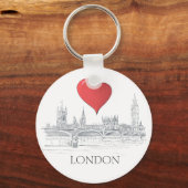 London Bridge Big Ben Skyline mit Red Heart Schlüsselanhänger (Vorderseite)