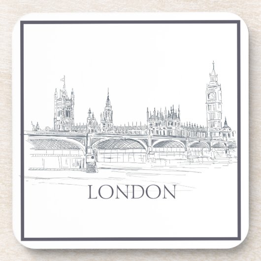London Bridge Big Ben und Iconic Skyline Sketch Be Getränkeuntersetzer (Vorderseite)