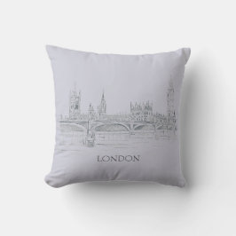 London Bridge Big Ben und Skyline Ink Sketch Kissen