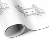 London Bridge grau zeichnend Muster Geschenkpapier (Rolleneckpunkt)
