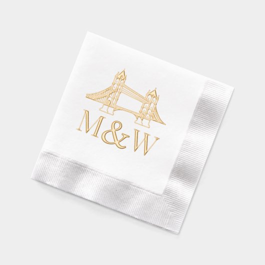 London Bridge Lg Ampersand Couple Wedding 2 Init Servietten Mit Folie (Links)