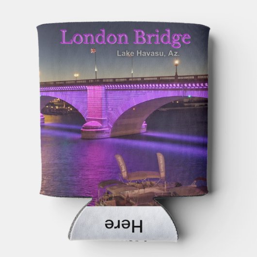 London Bridge Lit Up mit lila Lichtern! Dosenkühler (Rückseite)