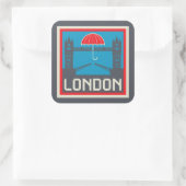 London Bridge mit Umbrella Quadratischer Aufkleber (Tasche)