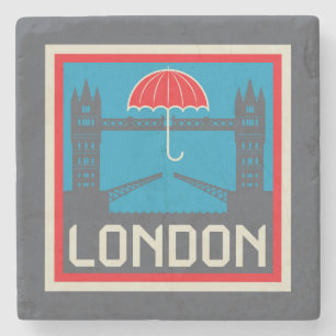 London Bridge mit Umbrella Steinuntersetzer