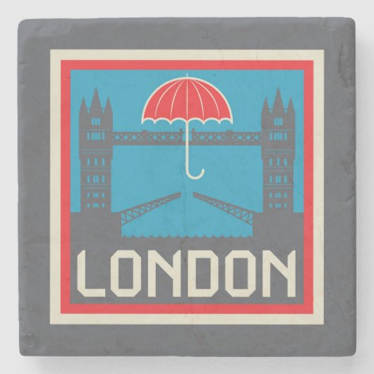 London Bridge mit Umbrella Steinuntersetzer (Vorderseite)
