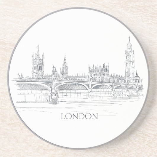 London Bridge und Big Ben Iconic Skyline Sketch Getränkeuntersetzer (Vorne)