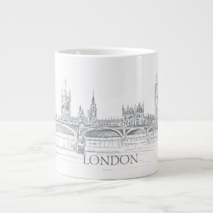 London Bridge und Big Ben Iconic Skyline Sketch Jumbo-Tasse