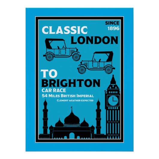 London Brighton Oldtimer-Autorallye Poster (Vorderseite)