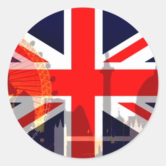 London-Britische Flagge_ Runder Aufkleber (Vorderseite)