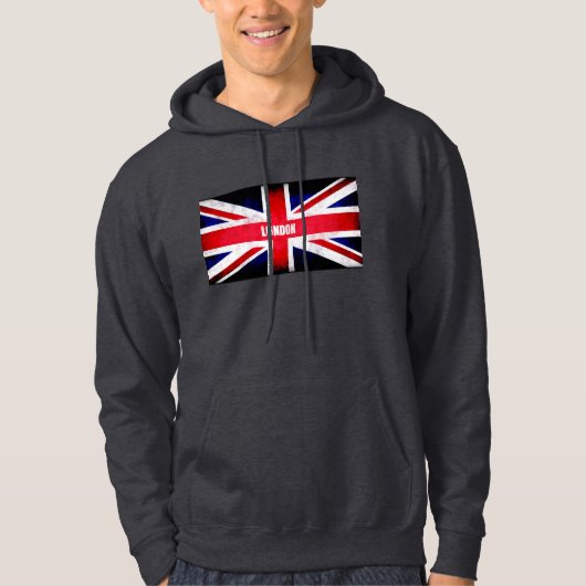 London/British Flag Black Hoodie (Vorderseite)