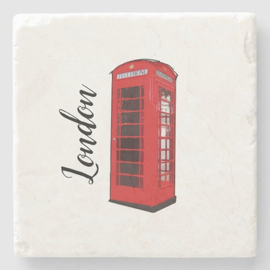 London British Red Phone Booth Steinuntersetzer (Vorderseite)