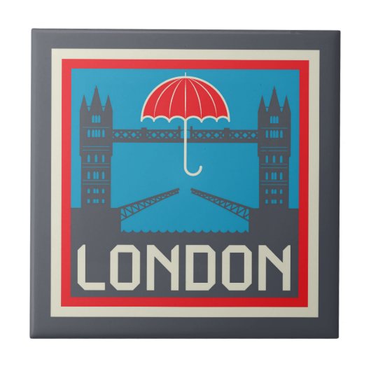 London-Brücke mit Regenschirm Fliese (Vorderseite)
