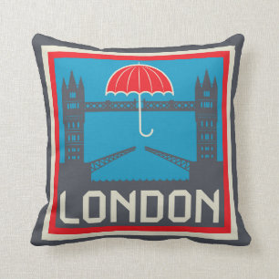 London-Brücke mit Regenschirm Kissen