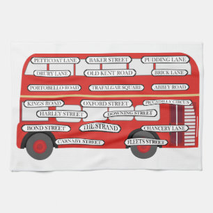 London Bus & berühmte Straßennamen Geschirrtuch