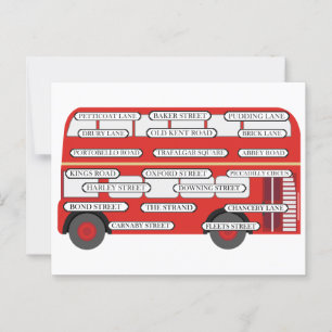 London Bus & berühmte Straßennamen Postkarte