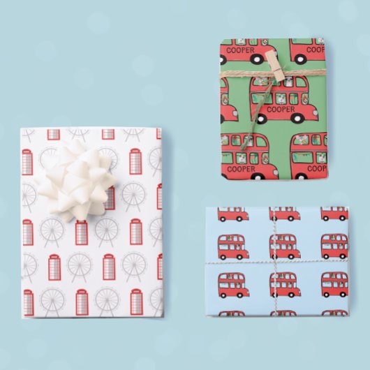 London Bus Birthday Geschenkpapier Set
