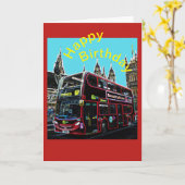 London Bus Birthday Karte (Gelbe Blume)