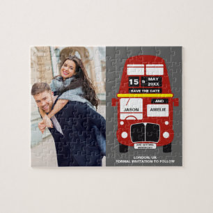 London Bus graues Foto Jigsaw Puzzle