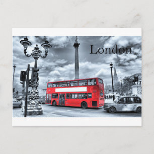 LONDON BUS in Schwarz-Weiß (St.K. Postkarte