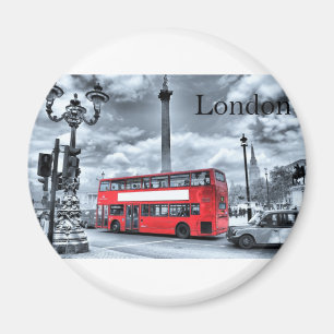 LONDON-BUS in Schwarzem u. im Weiß (St.K) Magnet