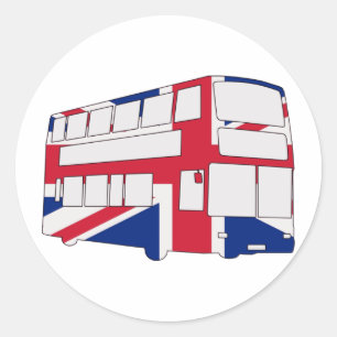 London-Bus mit Union Jack T-Shirts und Geschenken Runder Aufkleber