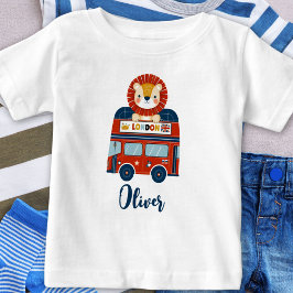 London Bus & Niedlich Lion Baby Personalisiert Baby T-shirt