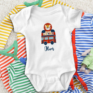 London Bus & Niedlich Lion Baby Personalisiert Strampler