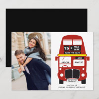 London Bus Save the Date Karte Foto Black