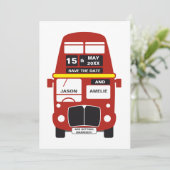 London Bus Save the Date Karte personalisiert (Stehend Vorderseite)