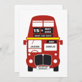 London Bus Save the Date Karte personalisiert (Vorne/Hinten)