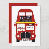 London Bus Save the Date Karte RED (Vorne/Hinten)