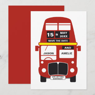 London Bus Save-the-Date-Karte ROT Save The Date
