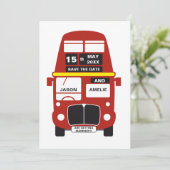London Bus Save the Date Karte Schwarz (Stehend Vorderseite)