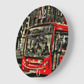 London Bus Street Scene Artwork Große Wanduhr (Winkel)