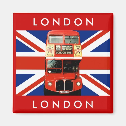 London Bus und Britische Flagge Magnet (Vorne)