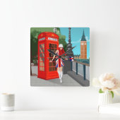 London Calling Quadratische Wanduhr (Zuhause)