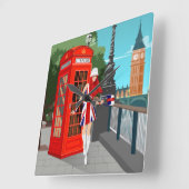 London Calling Quadratische Wanduhr (Winkel)