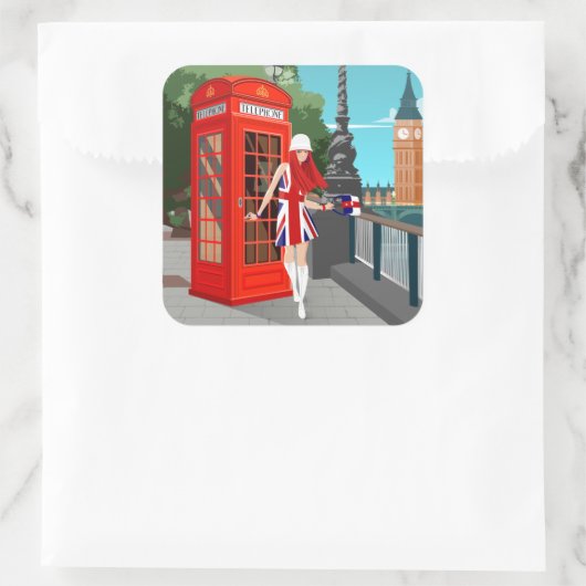 London Calling Quadratischer Aufkleber (Tasche)