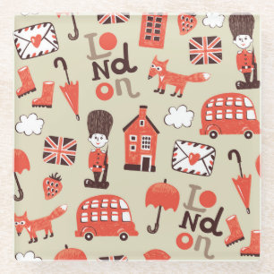London Childish: Funny Pattern Design Glasuntersetzer