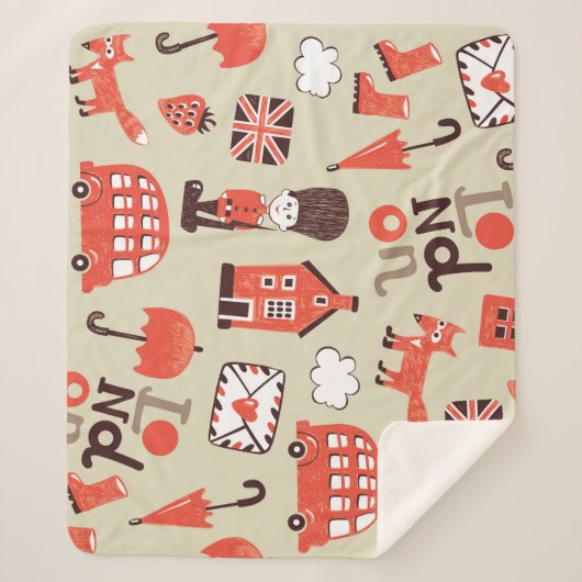London Childish: Funny Pattern Design Sherpadecke (Vorderseite)