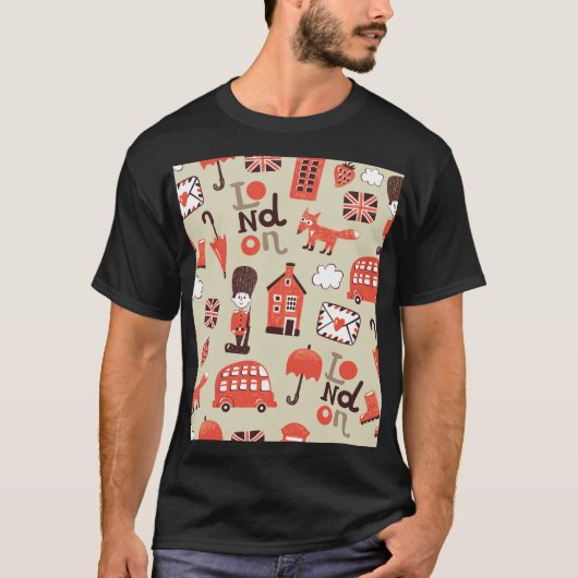 London Childish: Funny Pattern Design T-Shirt (Vorderseite)