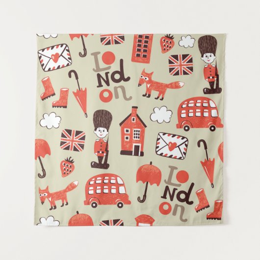 London Childish: Funny Pattern Design Wandteppich (Vorderseite)