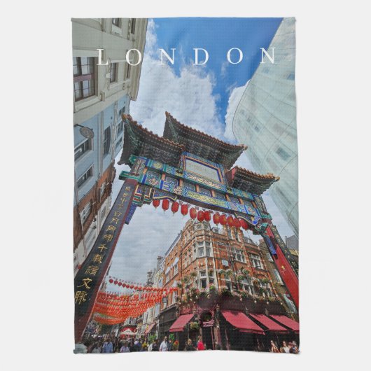 London Chinatown Gate View Teetuch Geschirrtuch (Vertikal)