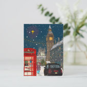 London Christmas Night Cityscape Retro inspiriert Postkarte (Stehend Vorderseite)