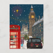 London Christmas Night Cityscape Retro inspiriert Postkarte (Vorderseite)