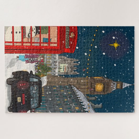 London Christmas Night Cityscape Retro inspiriert Puzzle (Horizontal)