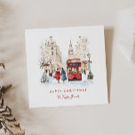 London Christmas Watercolor City Scene Feiertagskarte<br><div class="desc">Londoner WeihnachtsWeihnachten | Watercolor City Scene Christmas Card.</div>