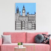 London City Black and White Leinwanddruck (Insitu (Wohnzimmer))